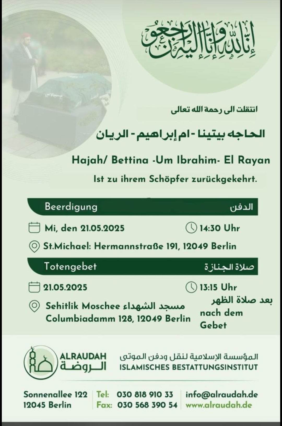 21.5. Beerdigung Berlin