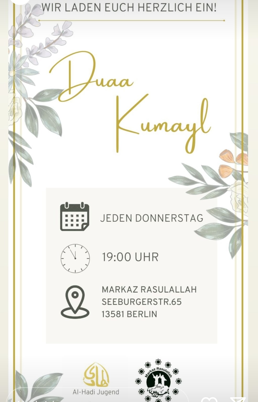 donnerstags Markaz Rasulallah ass