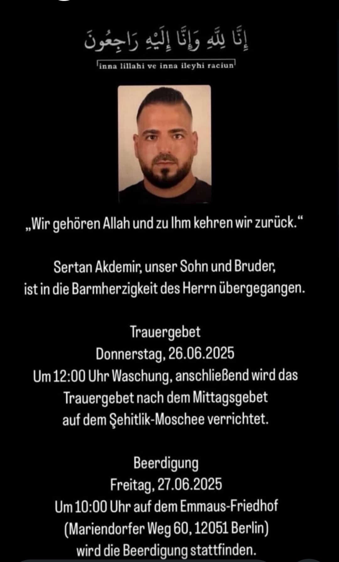 26.6. Beerdigung Berlin